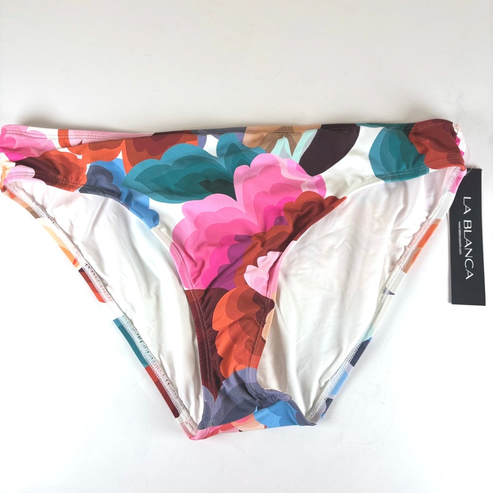 La Blanca Floral Rhythm‎ Bikini Bottoms Women's 14 Hipster Moderate Coverage NWT
